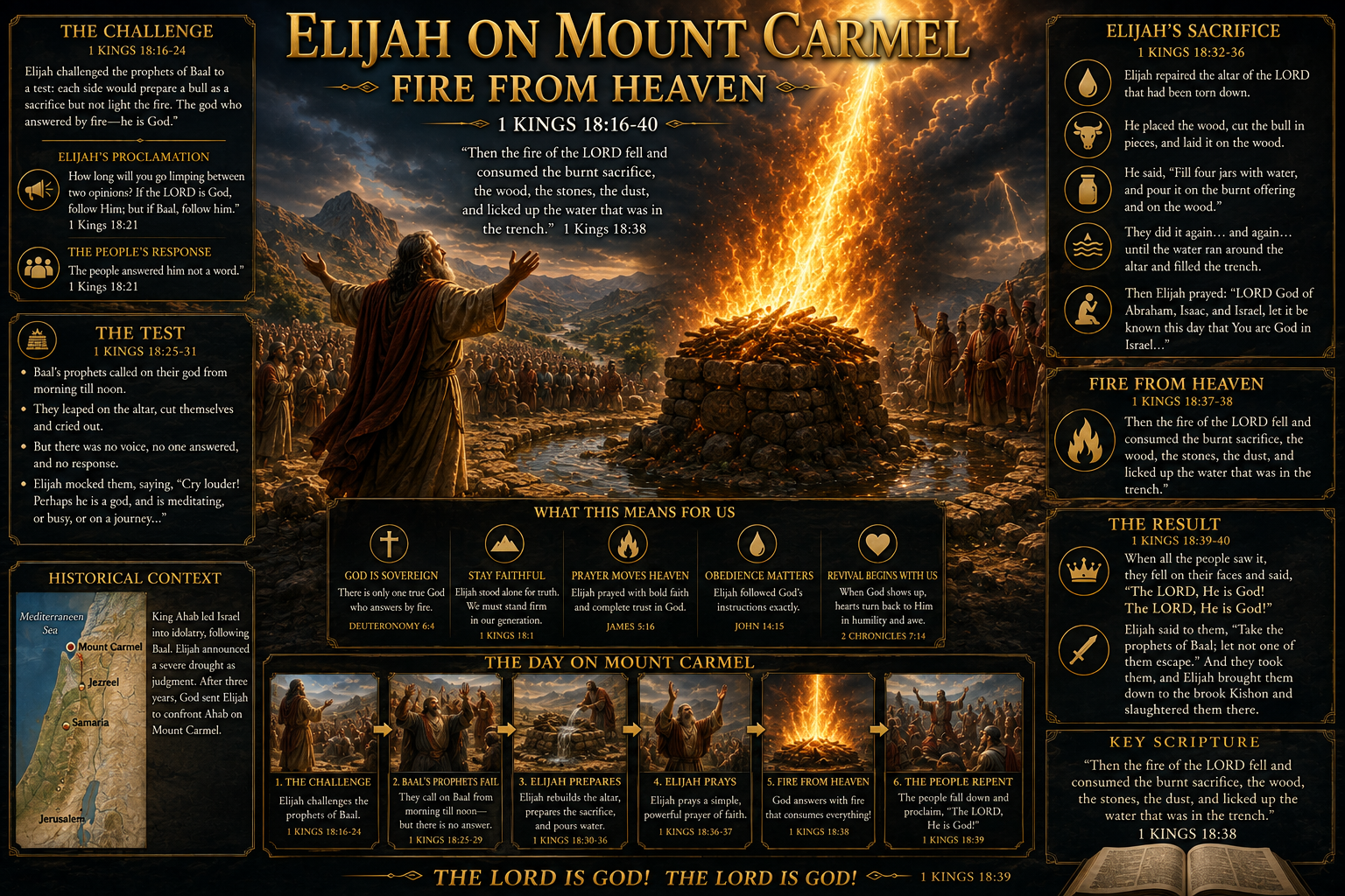 Elijah on Mount Carmel Infographic - Fire From Heaven