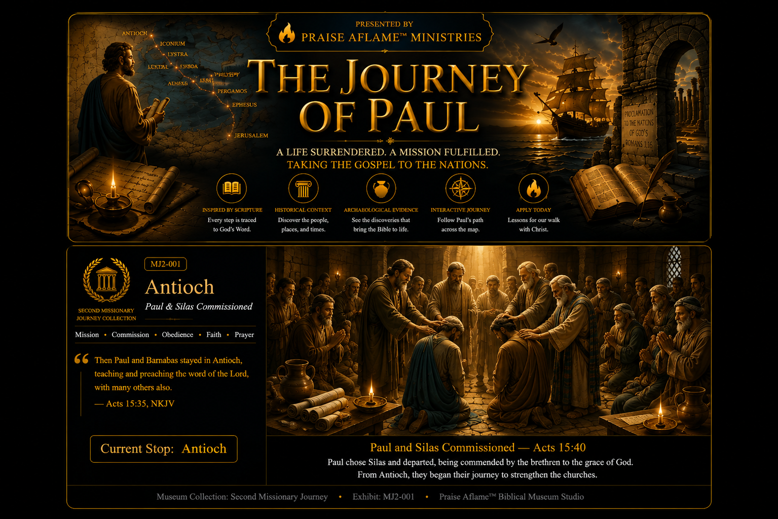 Artist reconstruction representing Paul and Silas preparing to depart Antioch on the Second Missionary Journey