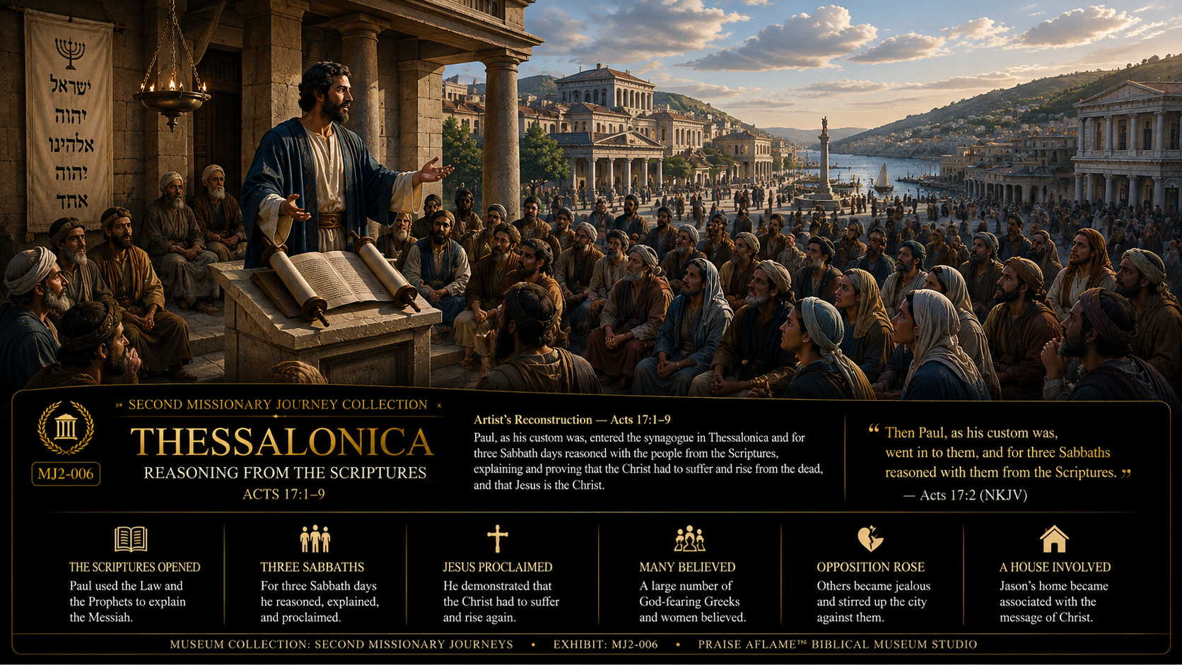 Paul reasoning from the Scriptures in Thessalonica