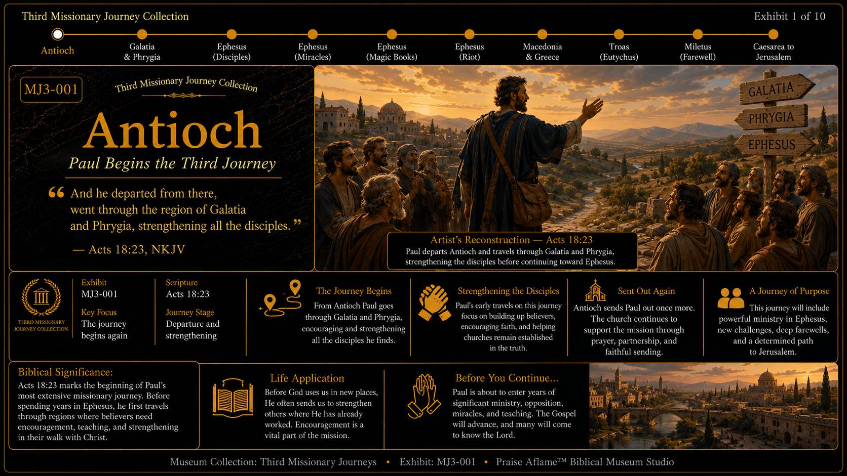 Museum reconstruction of Paul departing Antioch to begin the Third Missionary Journey