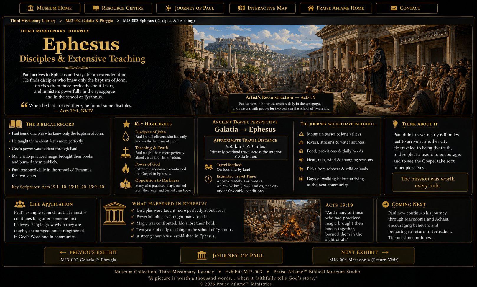 Museum reconstruction of Paul teaching disciples and ministering in Ephesus