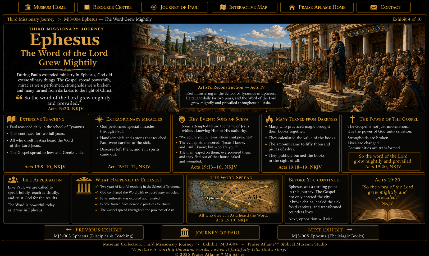 Museum reconstruction of Paul's ministry in Ephesus as the Word of the Lord grew mightily