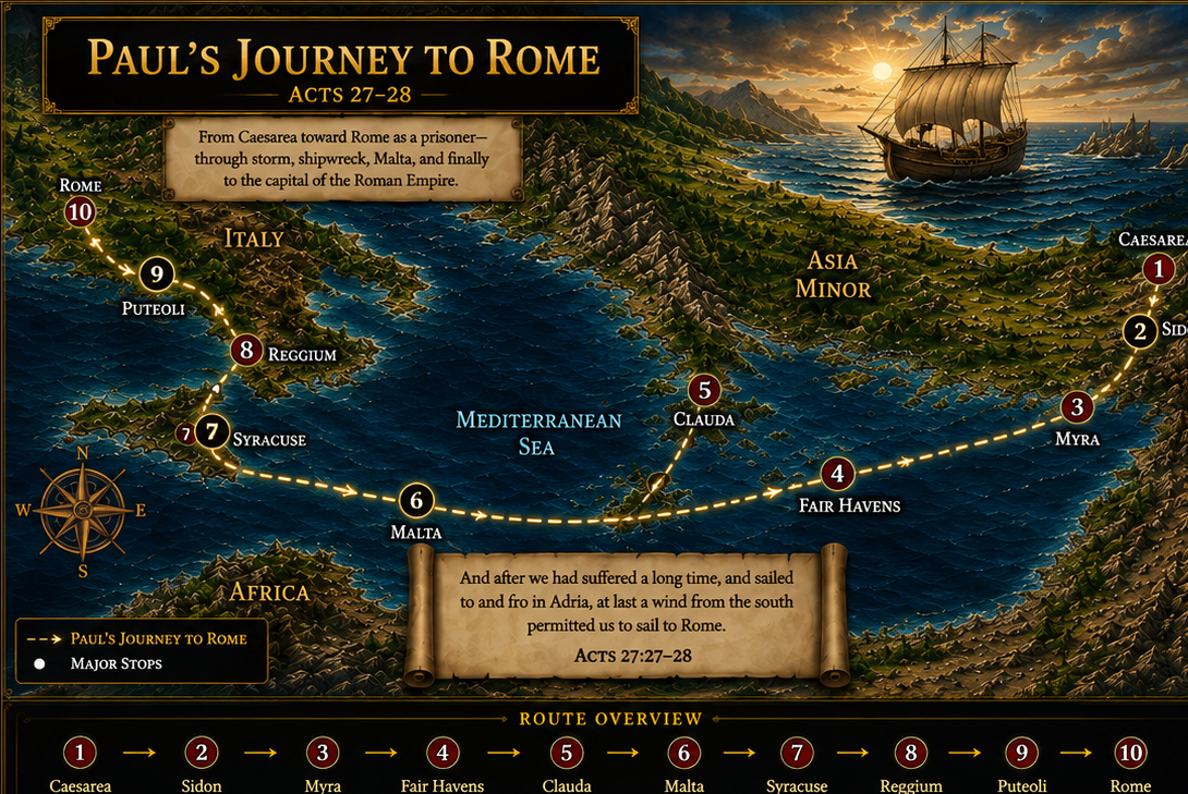 Map of Paul's Journey to Rome