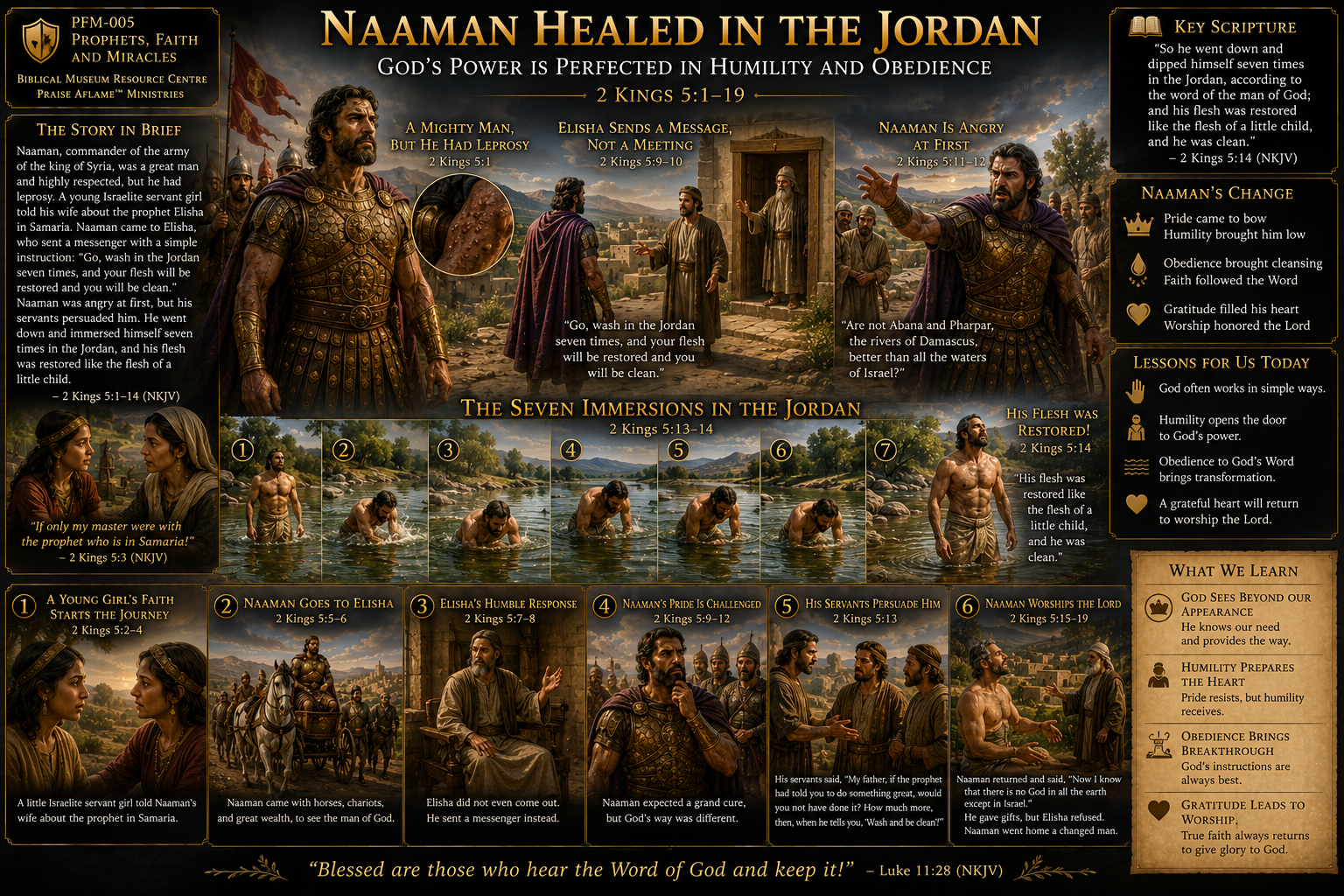 Click to enlarge Naaman healed in the Jordan River