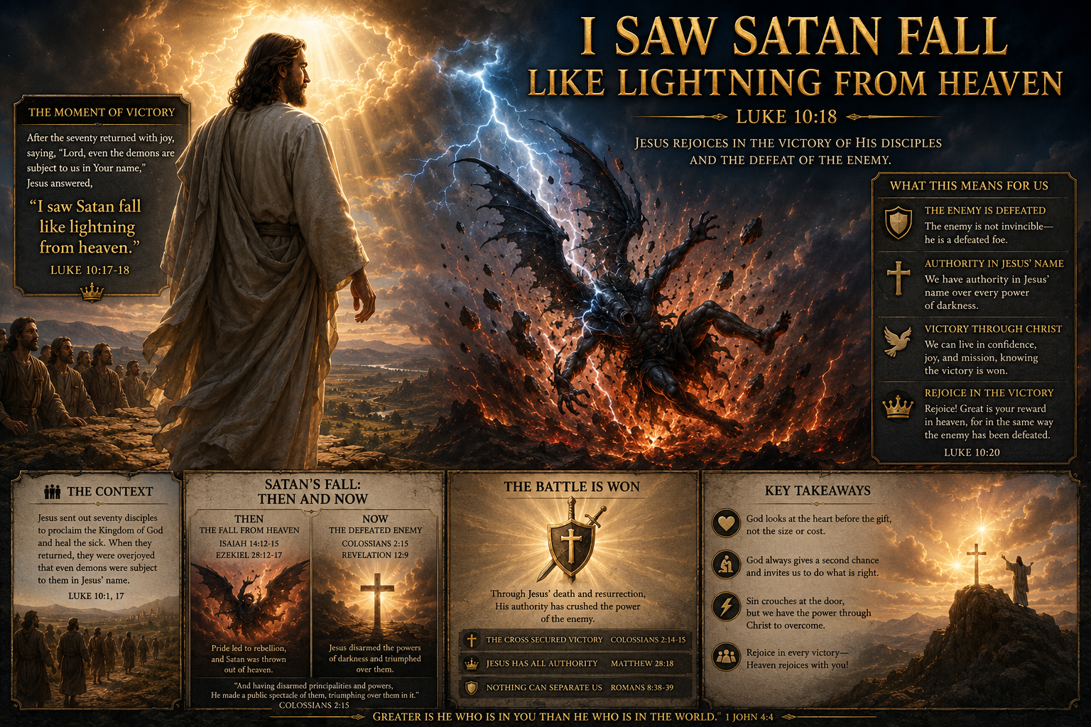 I Saw Satan Fall Like Lightning From Heaven Infographic