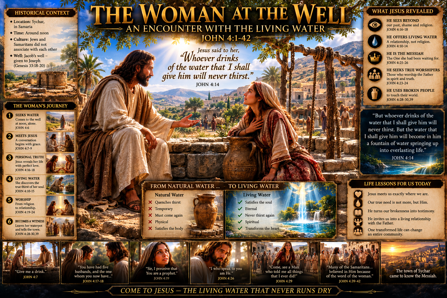 The Woman at the Well Infographic - An Encounter with the Living Water
